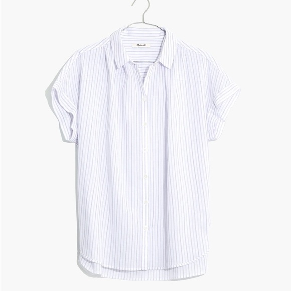 Madewell Central Shirt in Lavender Stripe Size XS - Picture 4 of 9